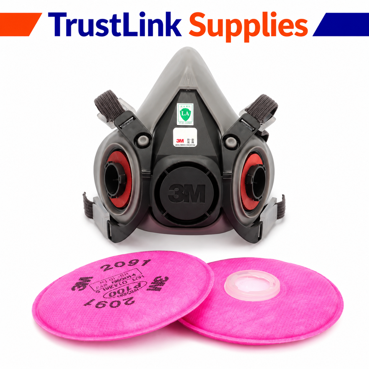 ChatGPT Image Jul 10, 2026, 01_40_23 AM 3M Half Facepiece Respirator 6200 Mask With 1 Pair 2091 P100 Filter - Image 1