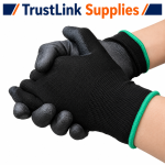 REG-P-355 13 gauge black polyester black PU coated gloves